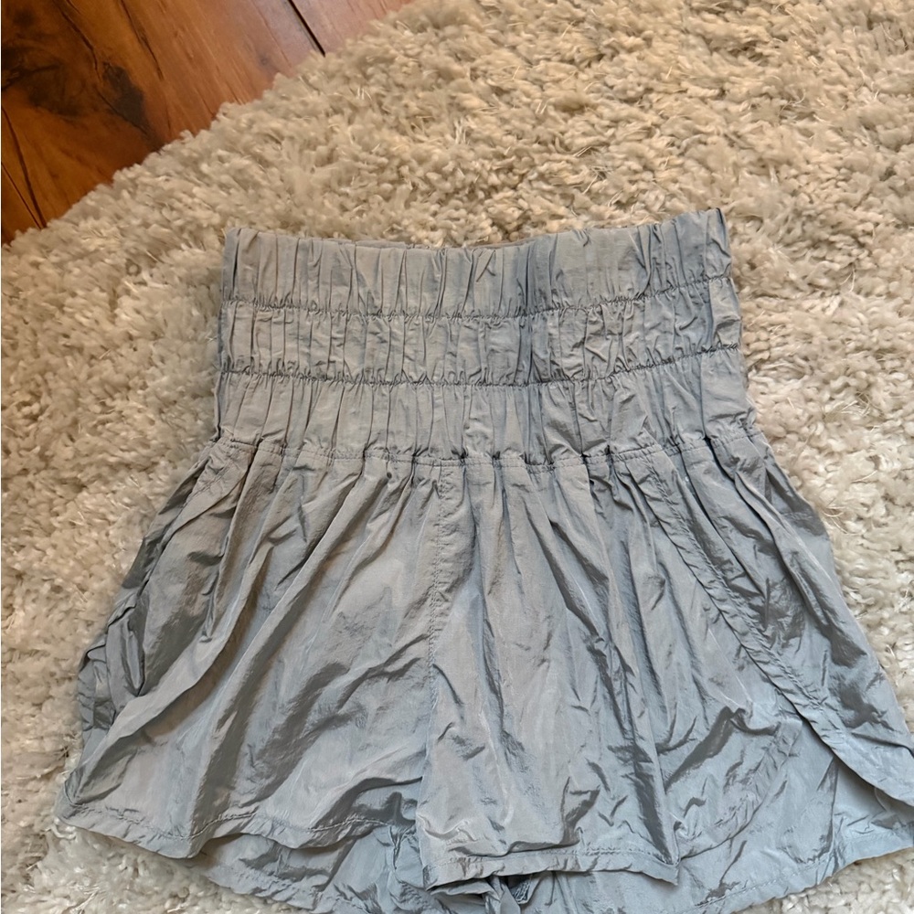 High-Waisted Gray/ Silver Free People Shorts